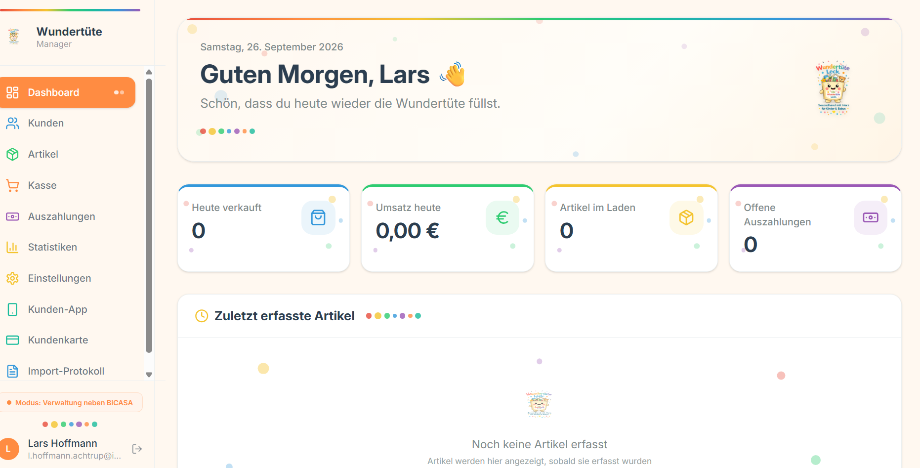Dashboard Wundertüte Manager