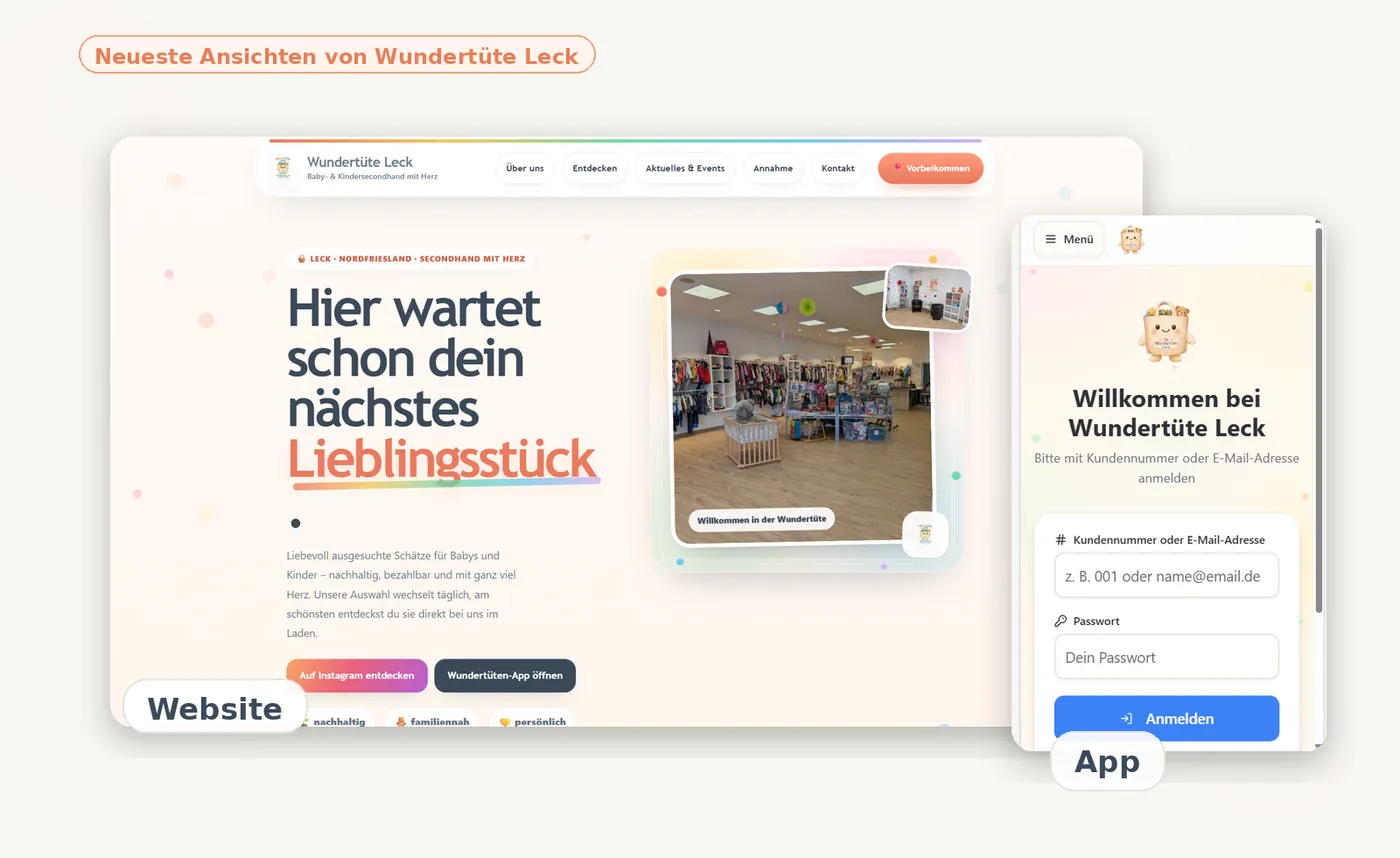 Neueste Ansichten der Wundertüte-Website und Wundertüte-App